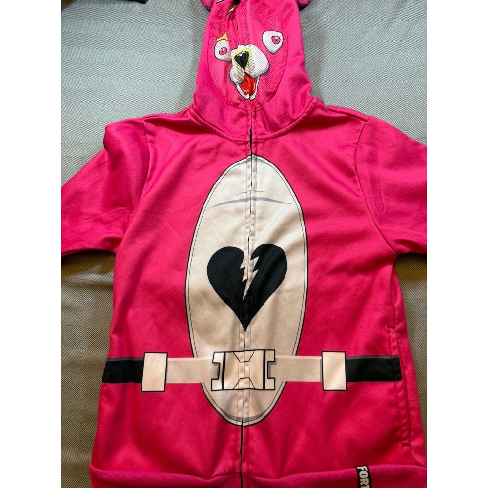 Fortnite "Cuddle Team Leader" Full Zip Cosplay Hoodie Pink Size Medium